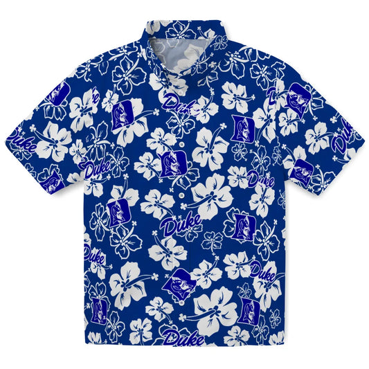 Duke Blue Devils Hawaiian Shirt - Hibiscus Flower Design | Moonbestprint