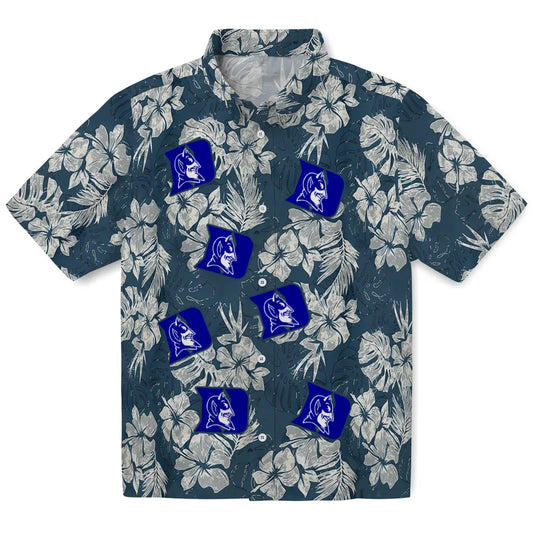 Duke Blue Devils Hawaiian Shirt - Hibiscus Flowers | Moonbestprint