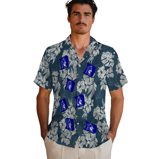 Duke Blue Devils Hawaiian Shirt - Hibiscus Flowers | Moonbestprint