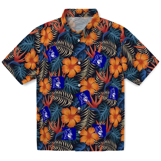Duke Blue Devils Hawaiian Shirt - Hibiscus Foliage | Moonbestprint