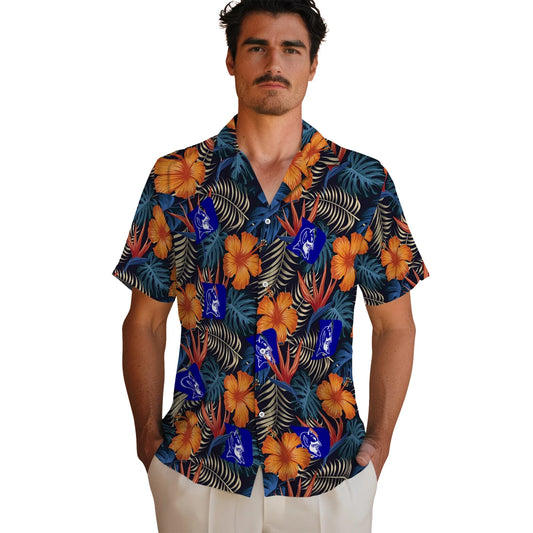 Duke Blue Devils Hawaiian Shirt - Hibiscus Foliage | Moonbestprint