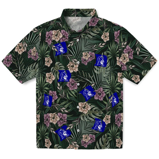 Duke Blue Devils Hawaiian Shirt - Hibiscus Leaves Pattern | Moonbestprint