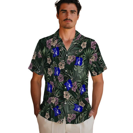Duke Blue Devils Hawaiian Shirt - Hibiscus Leaves Pattern | Moonbestprint