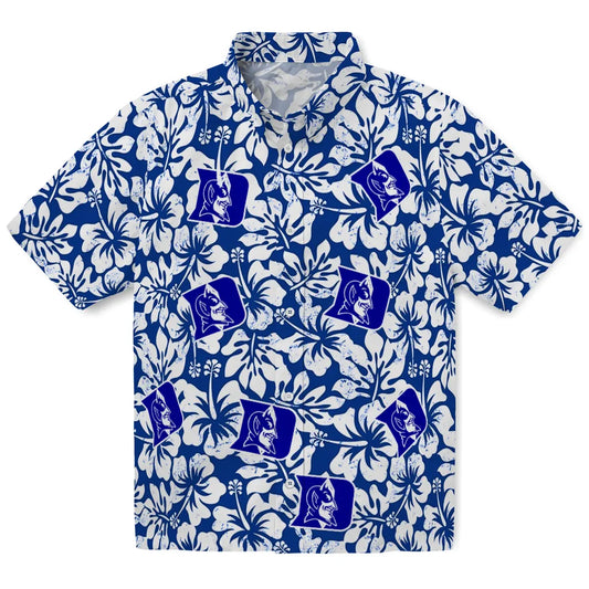 Duke Blue Devils Hawaiian Shirt - Hibiscus Motif | Moonbestprint