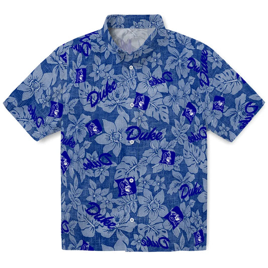Duke Blue Devils Hawaiian Shirt - Hibiscus Oasis | Moonbestprint