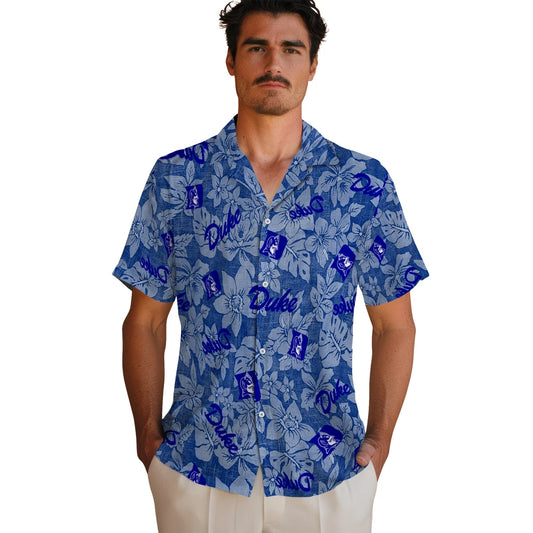 Duke Blue Devils Hawaiian Shirt - Hibiscus Oasis | Moonbestprint