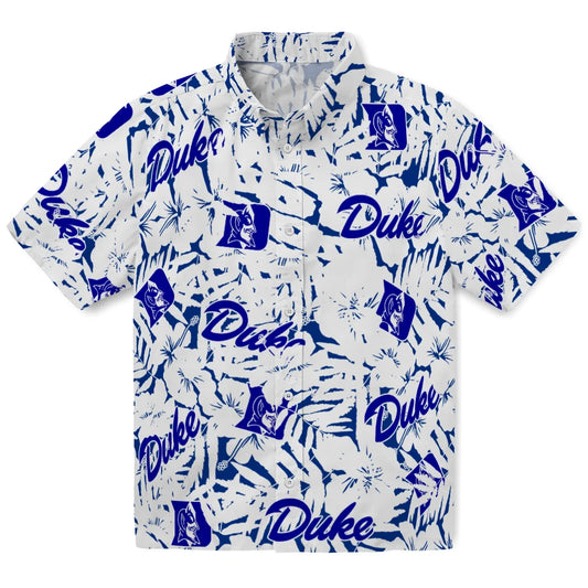 Duke Blue Devils Hawaiian Shirt - Hibiscus Overlay | Moonbestprint