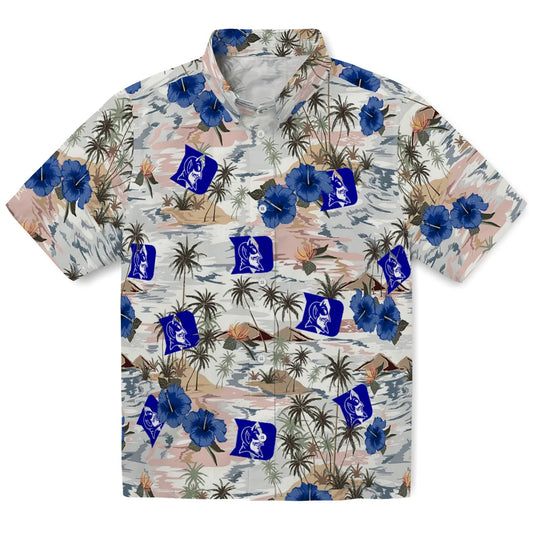 Duke Blue Devils Hawaiian Shirt - Hibiscus Seaside | Moonbestprint
