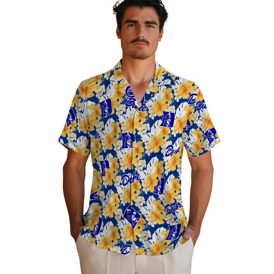 Duke Blue Devils Hawaiian Shirt - Hibiscus Tropics | Moonbestprint