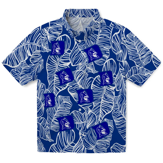 Duke Blue Devils Hawaiian Shirt - Leaf Outline | Moonbestprint