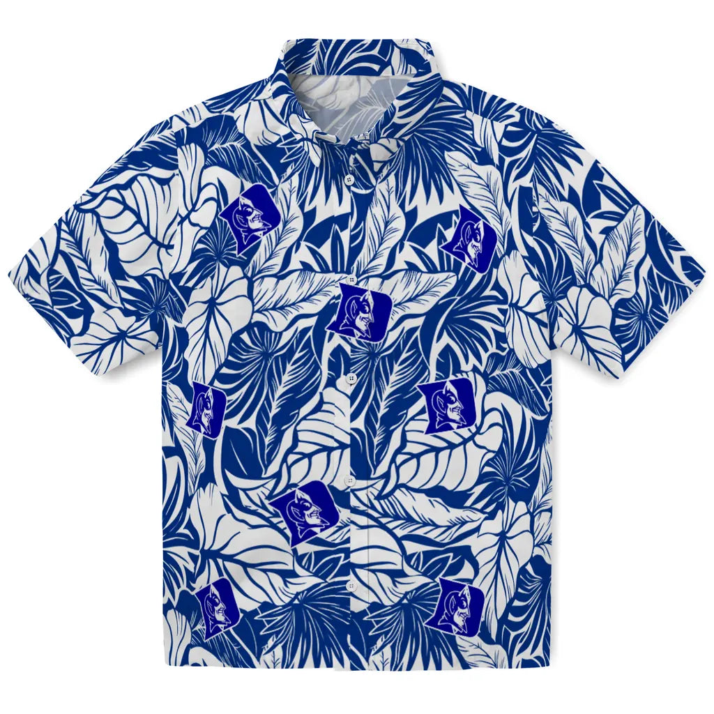 Duke Blue Devils Hawaiian Shirt - Monstera Layer | Moonbestprint