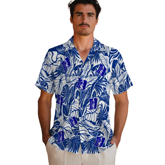 Duke Blue Devils Hawaiian Shirt - Monstera Layer | Moonbestprint