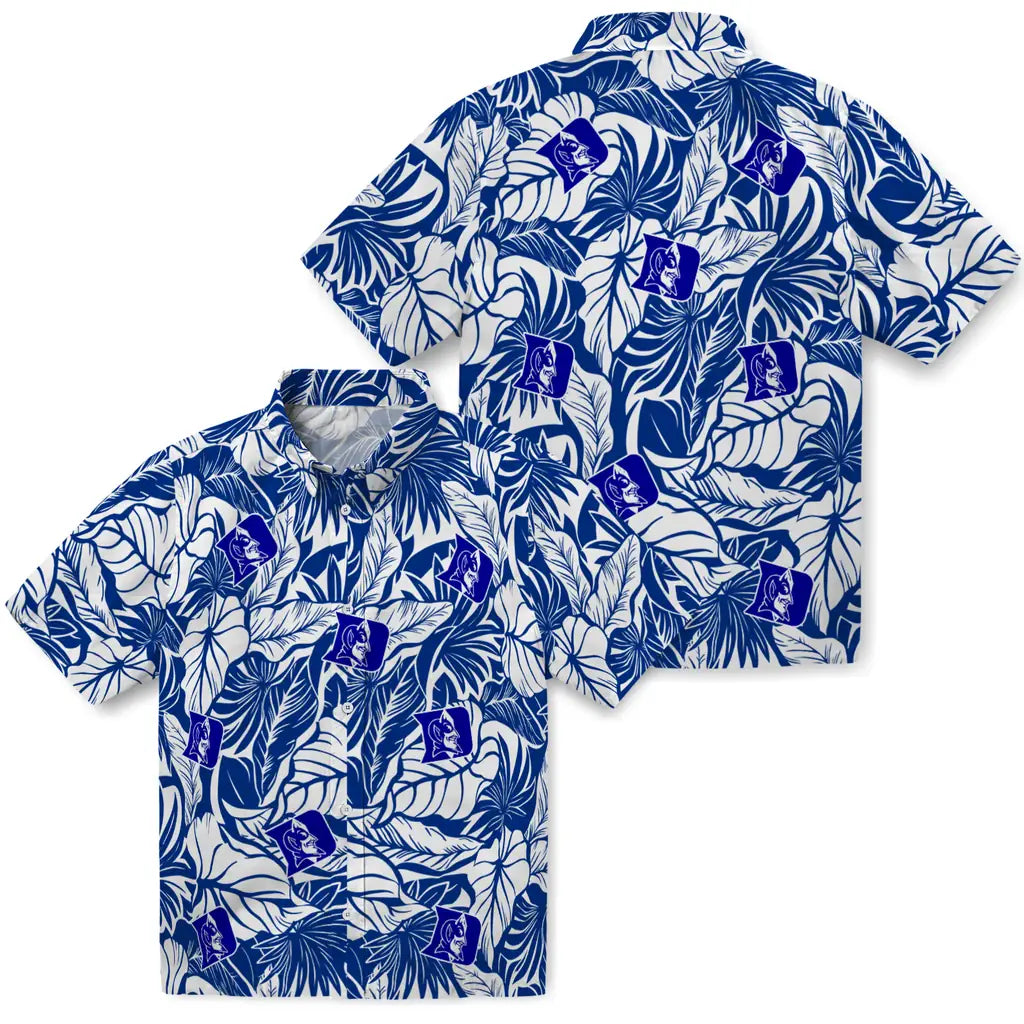 Duke Blue Devils Hawaiian Shirt - Monstera Layer | Moonbestprint
