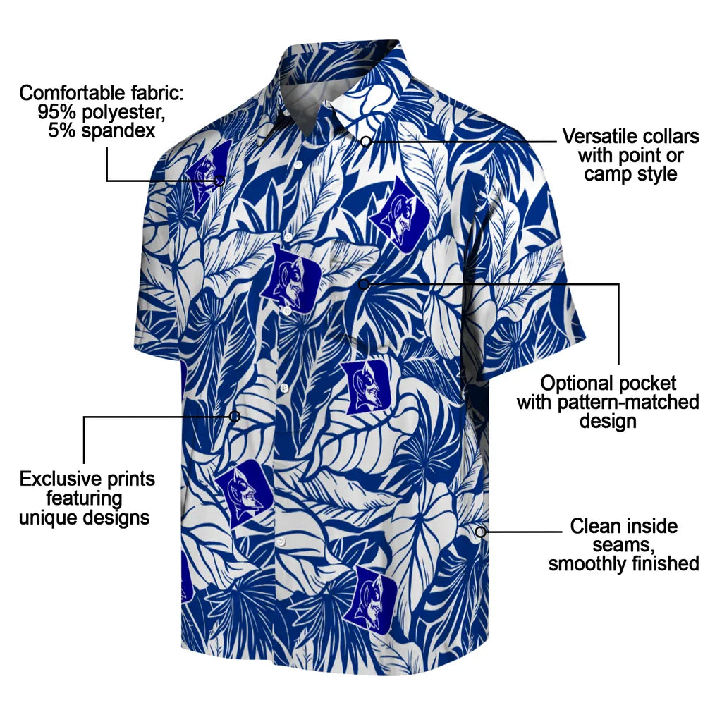 Duke Blue Devils Hawaiian Shirt - Monstera Layer | Moonbestprint