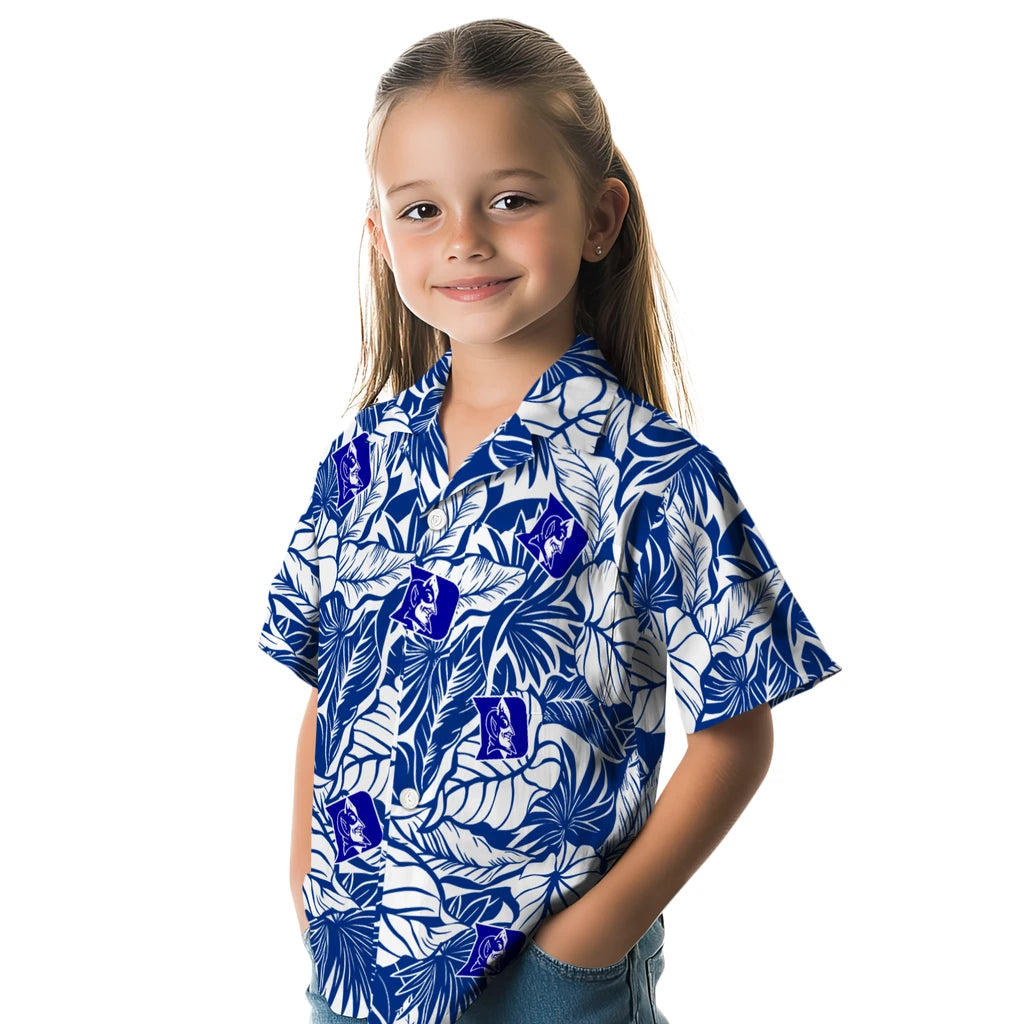 Duke Blue Devils Hawaiian Shirt - Monstera Layer | Moonbestprint