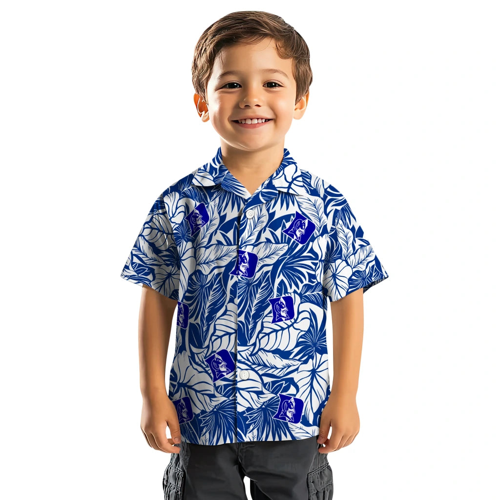 Duke Blue Devils Hawaiian Shirt - Monstera Layer | Moonbestprint