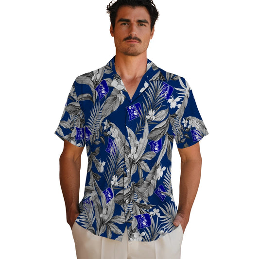 Duke Blue Devils Hawaiian Shirt - Palm Leaves | Moonbestprint