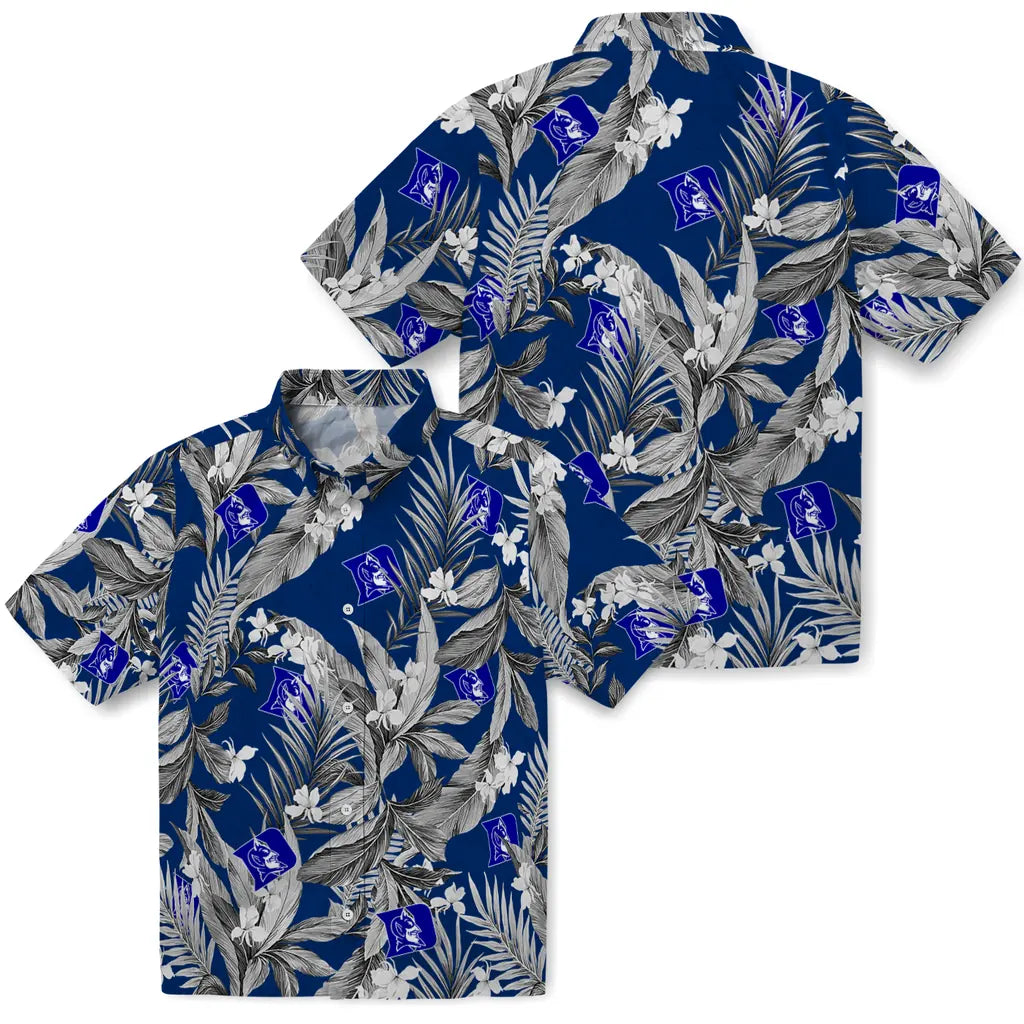 Duke Blue Devils Hawaiian Shirt - Palm Leaves | Moonbestprint