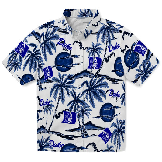 Duke Blue Devils Hawaiian Shirt - Palm Sunset | Moonbestprint