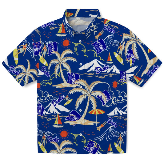 Duke Blue Devils Hawaiian Shirt - Palm Tree Island | Moonbestprint