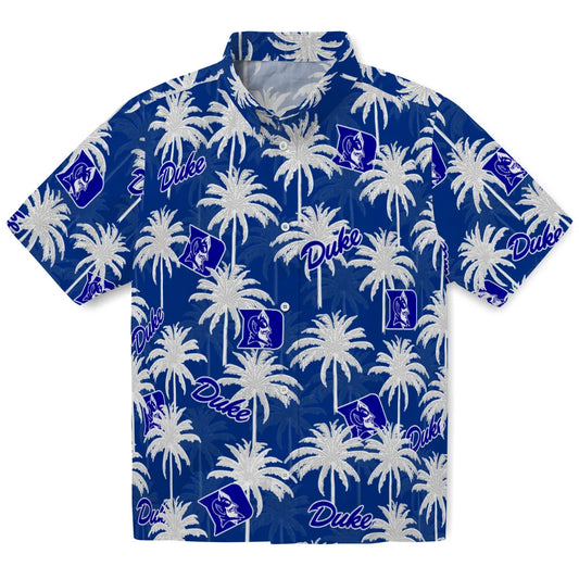 Duke Blue Devils Hawaiian Shirt - Palm Tree Motif | Moonbestprint