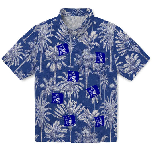 Duke Blue Devils Hawaiian Shirt - Vintage Palm Tree | Moonbestprint
