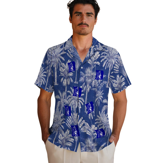 Duke Blue Devils Hawaiian Shirt - Vintage Palm Tree | Moonbestprint