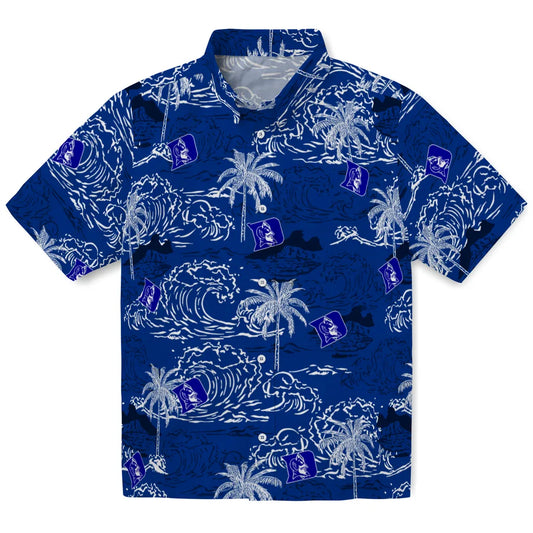 Duke Blue Devils Hawaiian Shirt - Wave Palm | Moonbestprint