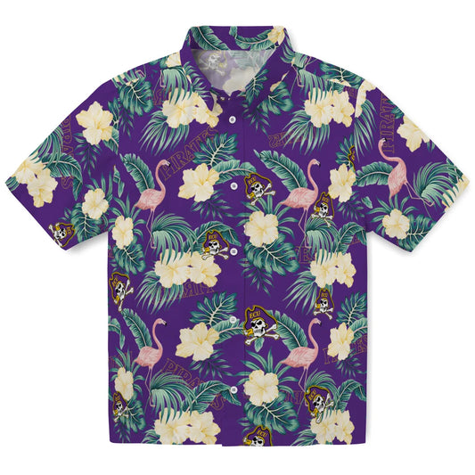 East Carolina Pirates Hawaiian Shirt - Flamingo and Hibiscus | Moonbestprint