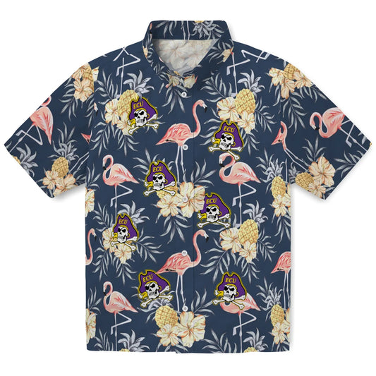 East Carolina Pirates Hawaiian Shirt - Flamingo Hibiscus | Moonbestprint