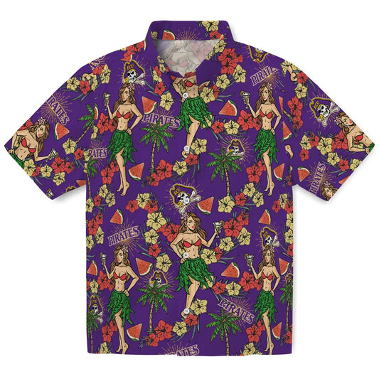 East Carolina Pirates Hawaiian Shirt - Hawaiian Girls Design | Moonbestprint