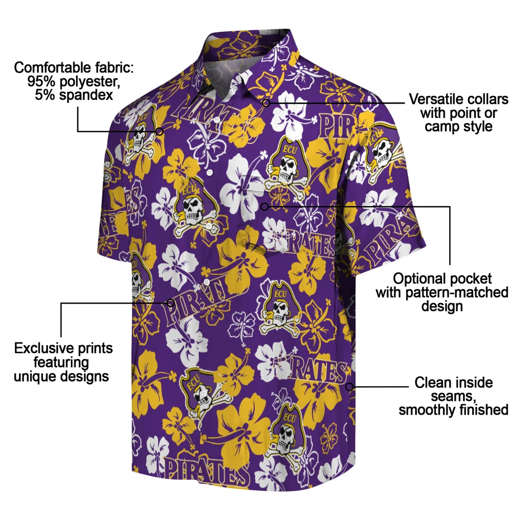 East Carolina Pirates Hibiscus Bloom Hawaiian Shirt – Moonbestprint