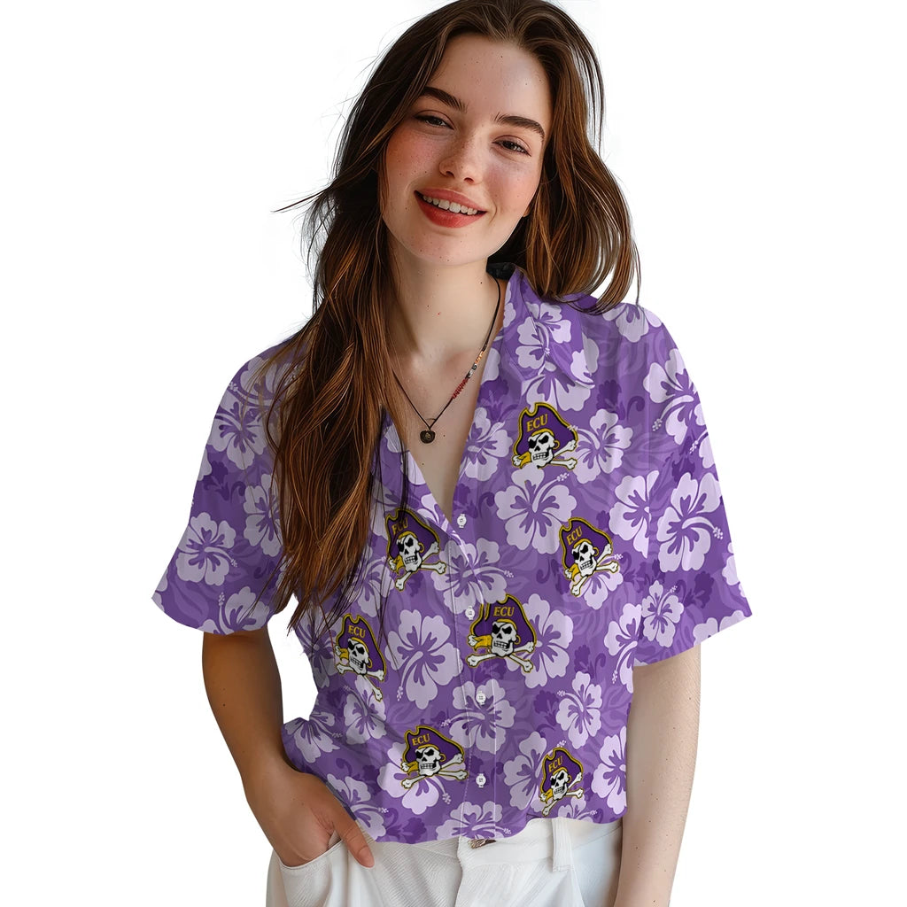 East Carolina Pirates Hawaiian Shirt - Hibiscus Cluster | Moonbestprint