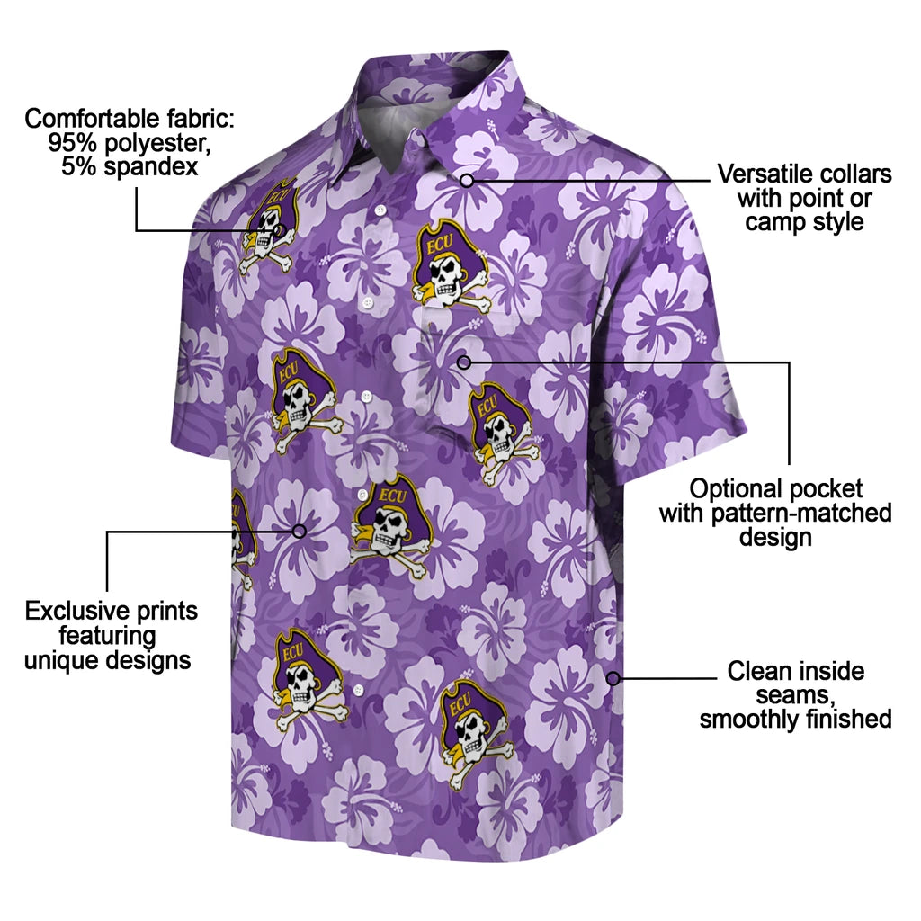 East Carolina Pirates Hawaiian Shirt - Hibiscus Cluster | Moonbestprint