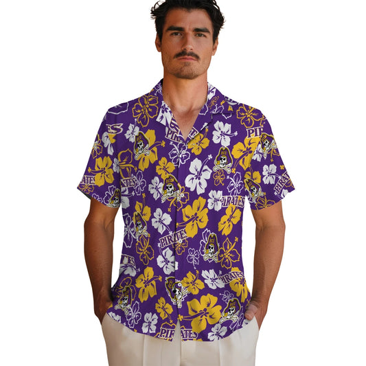 East Carolina Pirates Hawaiian Shirt - Hibiscus Flower Design | Moonbestprint