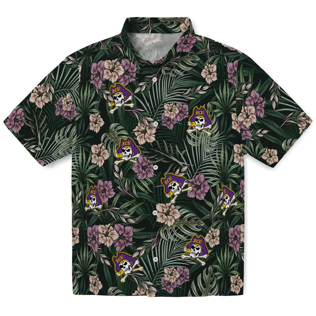 East Carolina Pirates Hawaiian Shirt - Hibiscus Leaves Pattern | Moonbestprint
