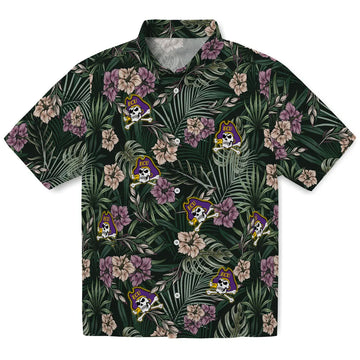 East Carolina Pirates Hawaiian Shirt - Hibiscus Leaves Pattern | Moonbestprint