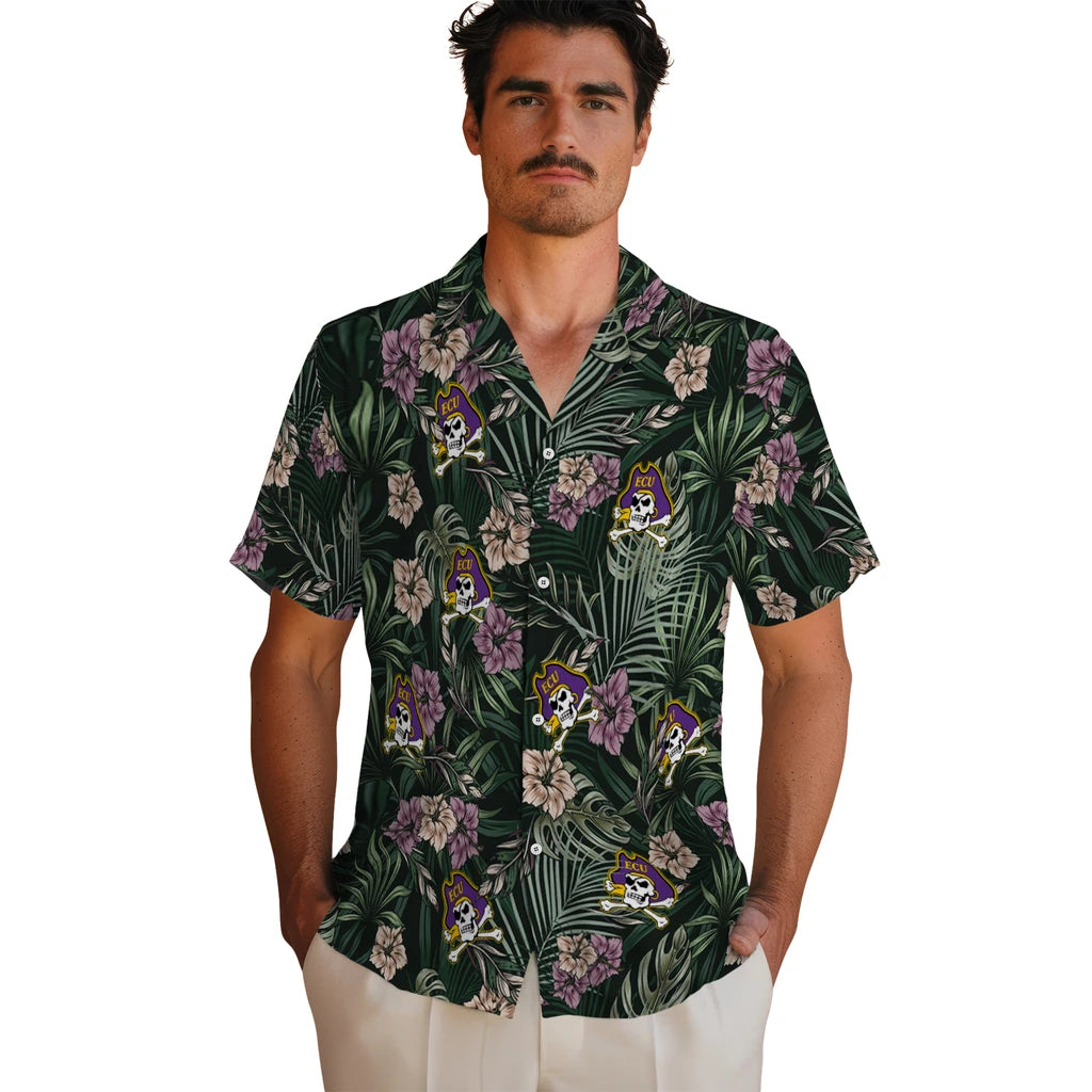 East Carolina Pirates Hawaiian Shirt - Hibiscus Leaves Pattern | Moonbestprint