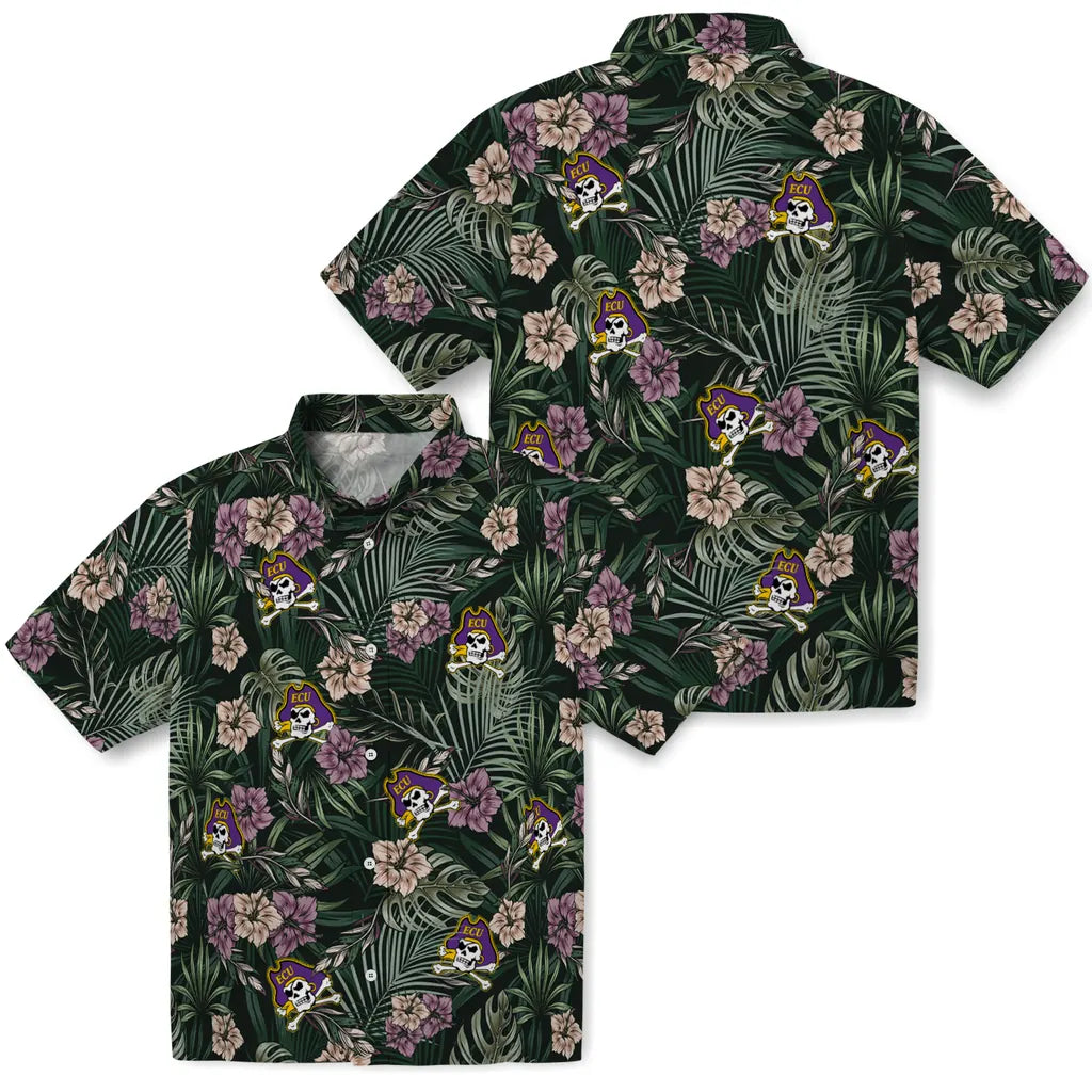 East Carolina Pirates Hawaiian Shirt - Hibiscus Leaves Pattern | Moonbestprint
