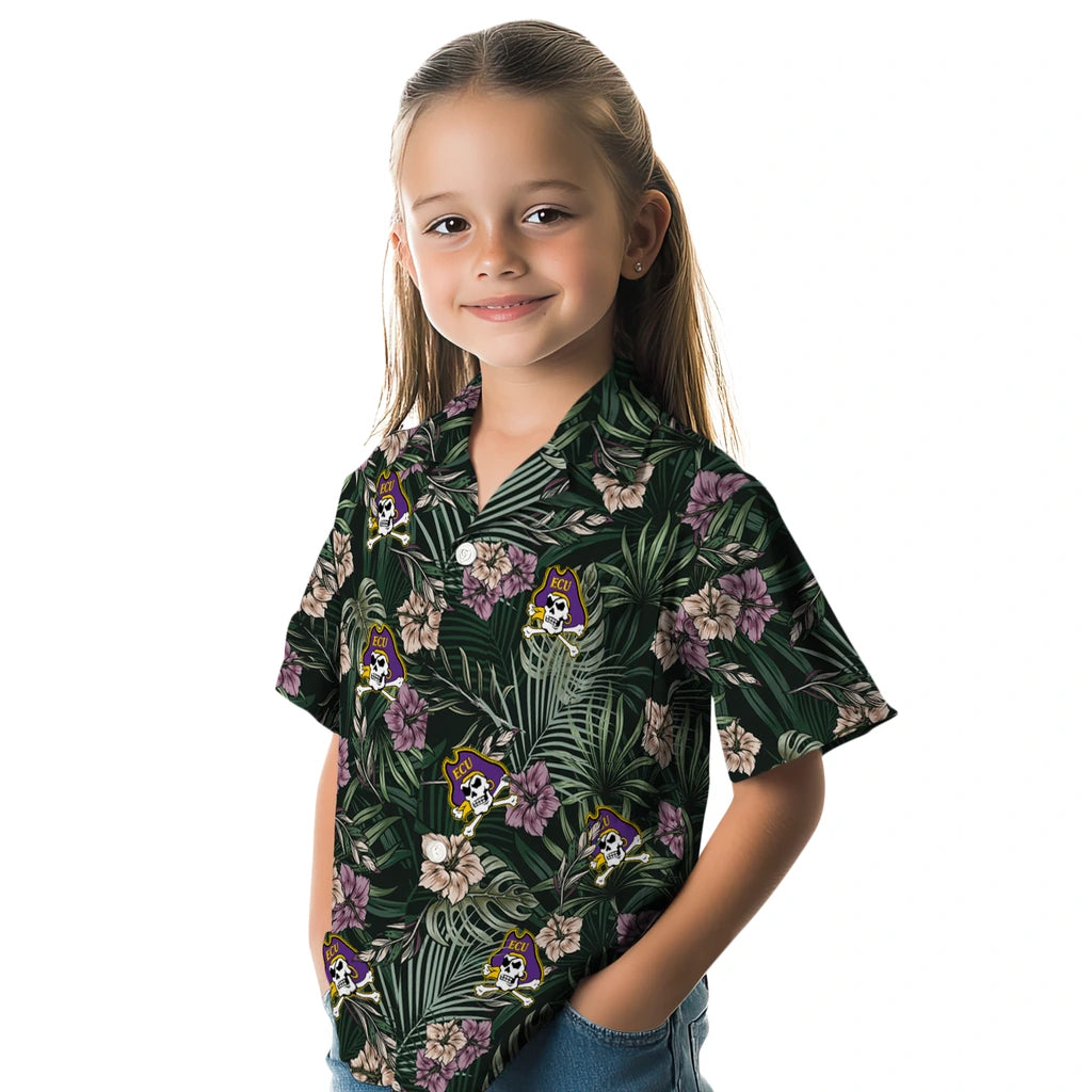 East Carolina Pirates Hawaiian Shirt - Hibiscus Leaves Pattern | Moonbestprint