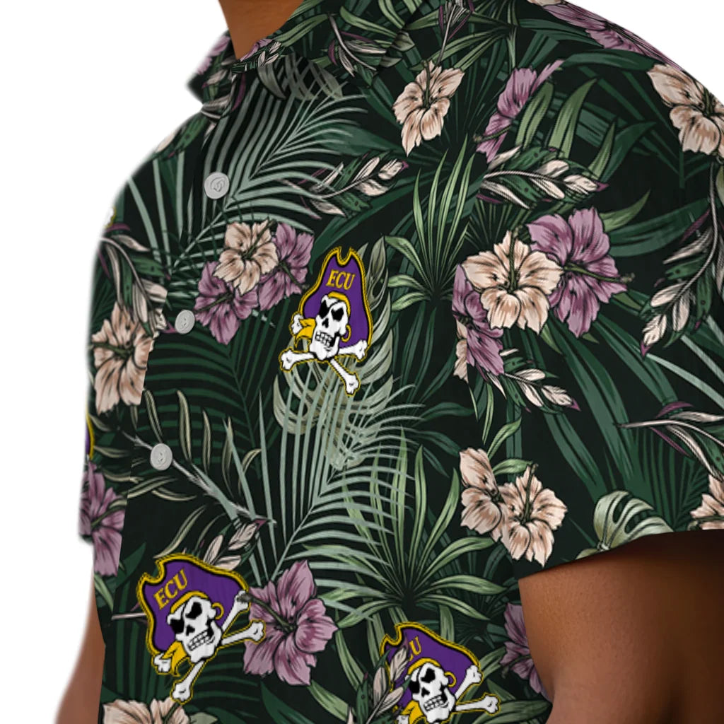 East Carolina Pirates Hawaiian Shirt - Hibiscus Leaves Pattern | Moonbestprint