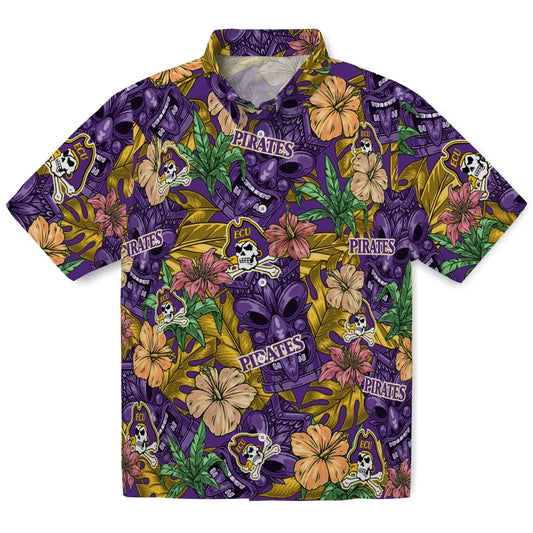 East Carolina Pirates Hawaiian Shirt - Hibiscus Tiki Jungle | Moonbestprint