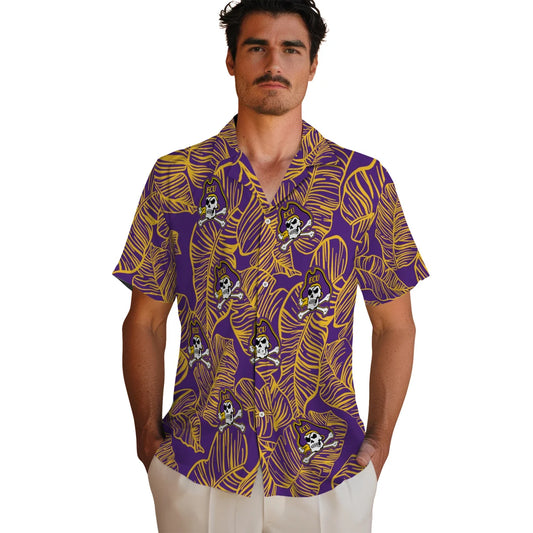 East Carolina Pirates Hawaiian Shirt - Leaf Outline | Moonbestprint