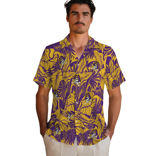 East Carolina Pirates Hawaiian Shirt - Monstera Layer | Moonbestprint
