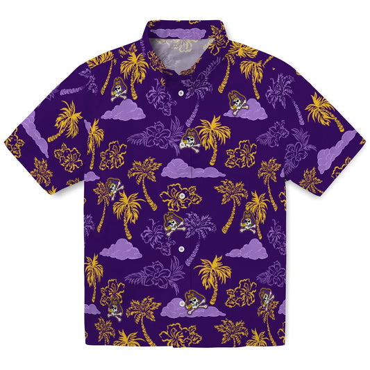 East Carolina Pirates Hawaiian Shirt - Palm And Clouds | Moonbestprint
