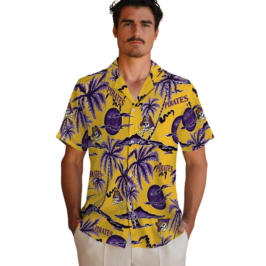East Carolina Pirates Hawaiian Shirt - Palm Sunset | Moonbestprint