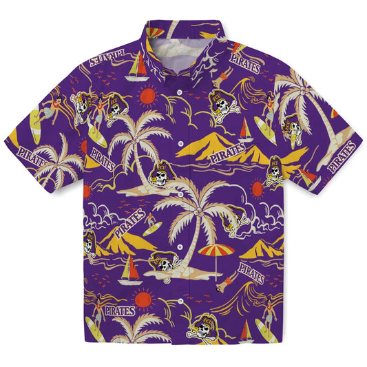 East Carolina Pirates Hawaiian Shirt - Palm Tree Island | Moonbestprint