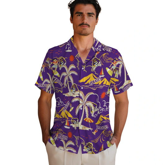 East Carolina Pirates Hawaiian Shirt - Palm Tree Island | Moonbestprint