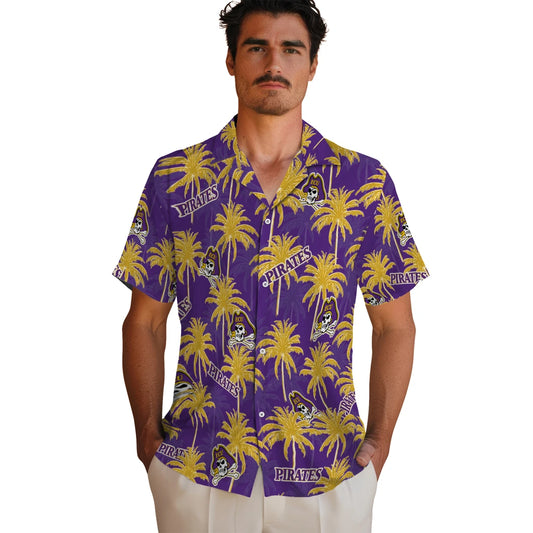 East Carolina Pirates Hawaiian Shirt - Palm Tree Motif | Moonbestprint