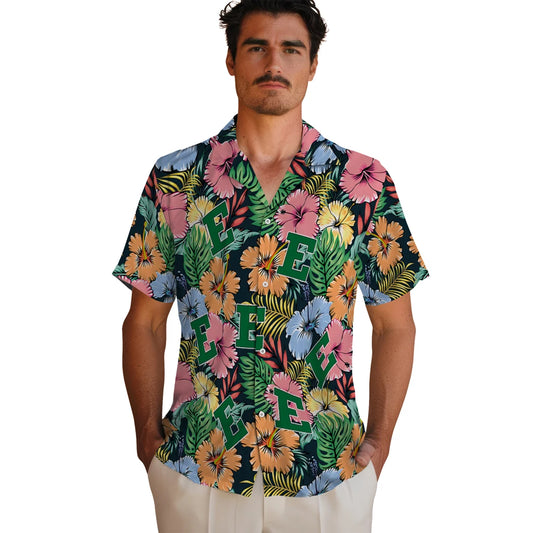 Eastern Michigan Eagles Hawaiian Shirt - Brilliant Hibiscus Garden | Moonbestprint